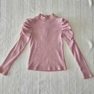 Janie & Jack Girls Ribbed Knit Pink w/Sparkle Mock-Turtleneck Top -Sze 7